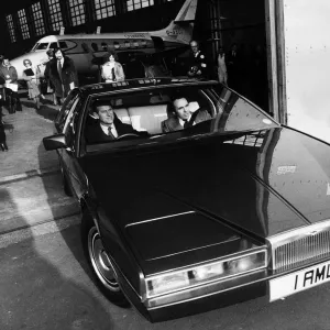 Prince Philip drives a prototype Aston Martin Lagonda. 17th February 1978