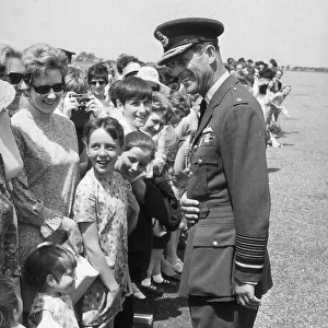 PRINCE PHILIP. TALKS TO SCHOOL CHILDREN AND THEIR PARENTS AT RAF WYTON