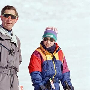 Prince William and Prince Charles pictured during a skiing holiday in Klosters