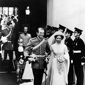 Princess Anne Captain Mark wedding leaving Westminster Abbey November 1973