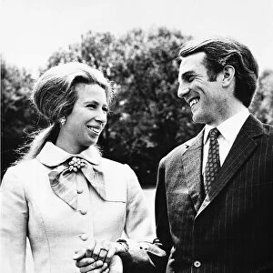 Princess Anne and Mark Phillips following their engagement at Buckingham Palace