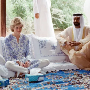 Princess Diana attends a picnic in the desert at Al Ain