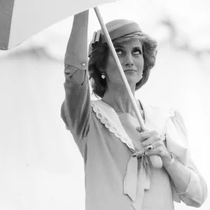 Princess Diana in Berkshire on a stormy day 26th June 1985