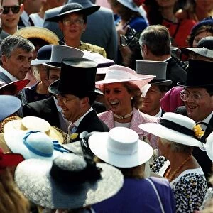 Princess Diana is one of the many faces in the the crowd at Ascot. 21st June 1989