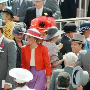 Princess Diana and her friend Harry Herbert in the royal enclosure at the first day of