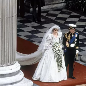 Princess Diana and Prince Charles after their wedding ceremony