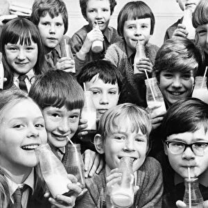 Pupils enjoying the free school milk