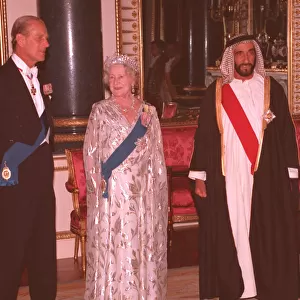 Queen Elizabeth II with Prince Philip and the Queen Mother July 1989
