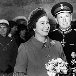 Queen Elizabeth II with Sir James Steel at the the Gateshead Metro. 6th November 1981