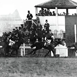 Racehorse Papyrus ridden by jockey Steve Donoghue wins the Epsom Derby in June 1923 with