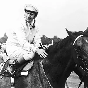 Racehorse Troy with jockey Willie Carson in the winners enclosure after winning the King