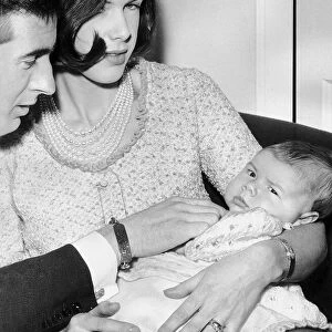 Racing driver Jackie Stewart with wife Helen and two month old baby son Paul Ewan Stewart