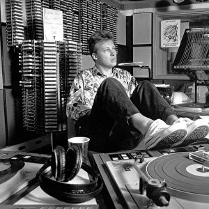 Radio One DJ Simon Mayo on the breakfast show in the London studio