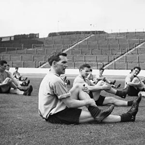 Rangers players in training session, nearest the camera is Ralph Brand the Rangers inside