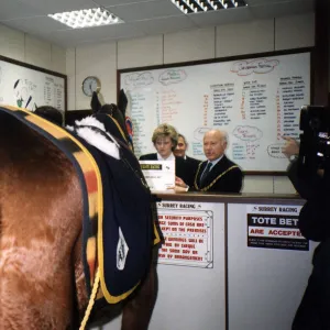 Red Rum making a personal appearance at The Surrey Racing Bookmakers in Woking Surrey