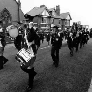 Remembrance Sunday in Prestatyn, Denbighshire, Wales. Prestatyn ATC band lead