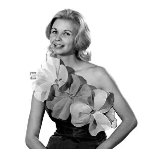 Reveille Fashions 1961. Wendy Tarpp modeling dress with torso made iout of flowers