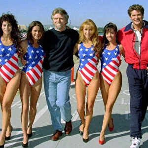 Richard Branson with David Hasselhoff and five unknown females