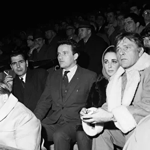 Richard Burton and Elizabeth Taylor watching a Rugby Match. 15th January 1965