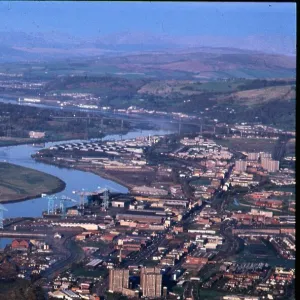 Rivers Clyde aerial view Glasgow Clydebank February 1994