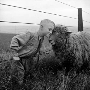 Roger Westlake of Staddon Heights, Devon with Tibbles the ram 3 / 10 / 49