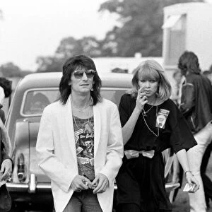 Rolling stones: Ronnie Wood with wife Jo Wood at Knebworth Pop Festival for a special