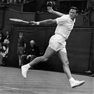 Roy Emerson in play at Wimbledon. June 1965 P011381