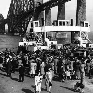 The Royal car boards the Robert the Bruce ferry at Forth Bridge Edinburgh on it