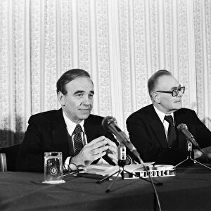 Rupert Murdoch (left) buys The Times newspaper. Pictured at a press conference