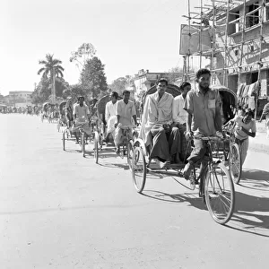 Rush hour in Dacca, Bangladesh. There are few cars in Dhaka the main form of transport