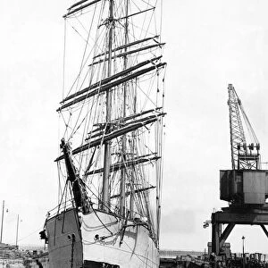 The sailing ship windjammer Grace Harwar in dry-dock at South Bank, River Tyne