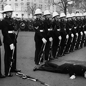 This was the scene in George Square, Glasgow, when the Royal Marines provided a guard of