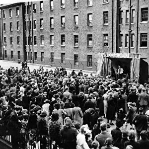 Scene in Wenington Street. St. Pancras during the party showing the stage set in this