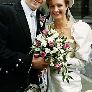 Scottish rugby star Scott Hastings with his bride Jenny on their wedding day