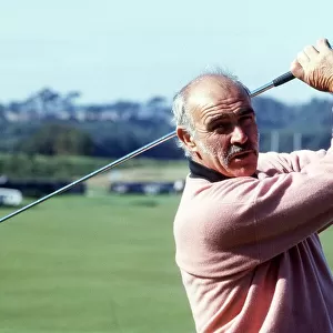 Sean Connery playing golf at St. Andrews golf course, August 1996