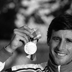 Sebastion Coe with his medal he won at Olympics 1984 at Los Angeles