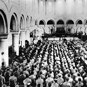 A service in the prison chapel at Wormwood Scrubs. 14th April 1923