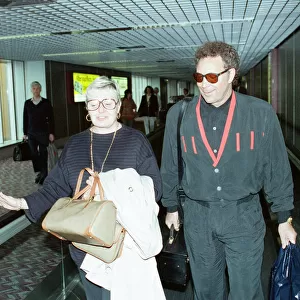 Singer Tom Jones and his wife Linda at Heathrow Airport. 16th May 1992
