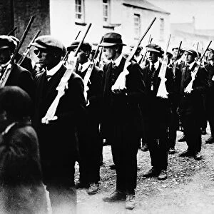 Sinn Fein Volunteers assembled for field operations in Ireland, 1921. 19th May 1921