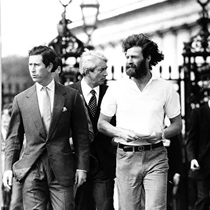 Sir Ranulph Fiennes Explorer and Charles Burton meet Prince Charles on their arrival at