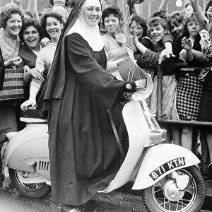Sister Philomena from Sisters of Mercy Covent, Gateshead, with scooter
