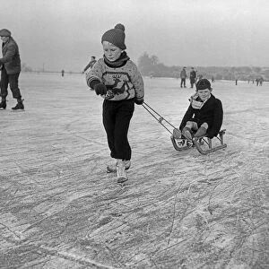 Skating at Mare Fen, Swavesey, Cambridgeshire, 16th January 1959