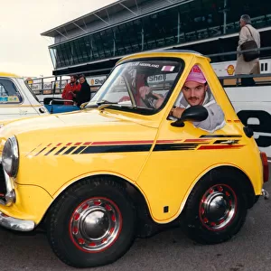 A small mini car built by owner Jerry Vullings, pictured in the car