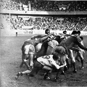 Sport - Rugby - France v Wales - 18th January 1975 - Mervyn Davies clears the ball as