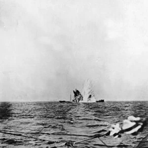 "Spurlos Versenkt"sunk with out trace. The wake of the torpedo leads from