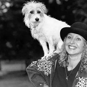 Stage and television actress Liza Goddard with her canine friend