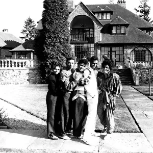 Five Star pop group outside their new home Stone Court in Berkshire, March 1987