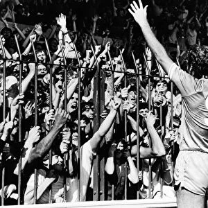 Stoke v. Manchester City, Trevor Francis salutes his new fans. c. 1981