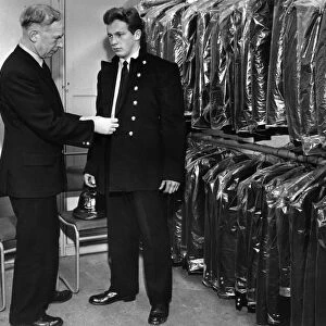 Stores Officer outfits new recruit, Cambridge HQ, 24th October 1964