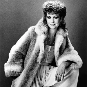 Susan Penhaligon, film actress December 1981 wearing and modelling fake fur coat from C&A